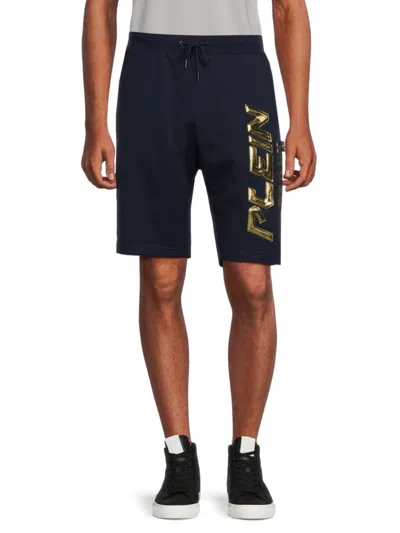 Plein Sport Men's Logo Drawstring Shorts In Navy