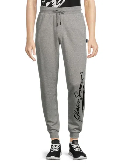 Plein Sport Men's Logo Heathered Joggers In Grey