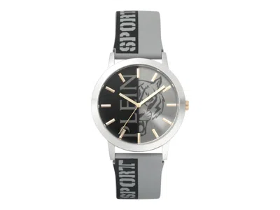 Pre-owned Plein Sport Men's  Legend Silicone Strap Pslba0123 Watch In Stainless Steel In Silver