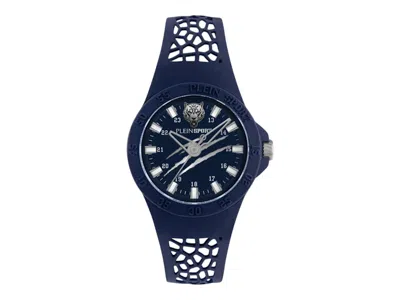 Pre-owned Plein Sport Men's  Thunderstorm Silicone Psbba0223 Watch In Stainless Steel In Silver