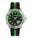 Plein Sport Bold Black Silicone Watch With Vibrant Green Accents In Multi