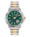 Plein Sport Two-tone Quartz Timepiece With Green Enamel Dial In Metallic