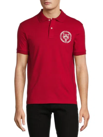 Plein Sport Men's Tiger Logo Polo In Red