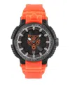 Plein Sport Men's Tiger Power 3 Hand Date Quartz Orange Silicone Strap 45mm In Black