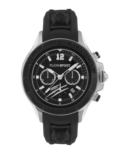 Plein Sport Men's Warrior Tech Chronograph Date Quartz Black Silicone 47.5mm