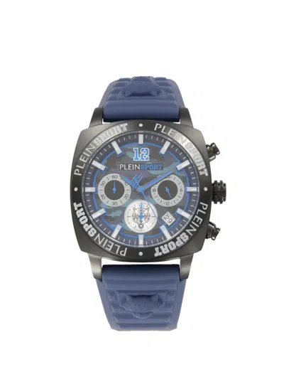 Plein Sport Men's Wildcat Ip Black Stainless Steel Case, Silicone Strap Chronograph Watch/40mm