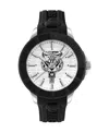 Plein Sport Mens City Rush 3 Hand Date Quartz Black Silicone Strap 45mm In Black