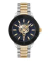 Plein Sport Mens City Rush 3 Hand Date Quartz Two Tone Bracelet 45mm In Multi