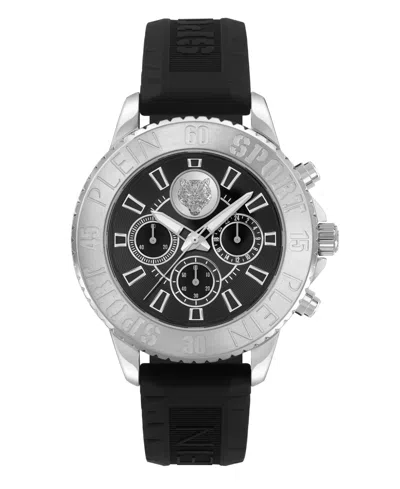 Plein Sport Mens Glam Chrono Chronograph Quartz Black Silicone 44mm