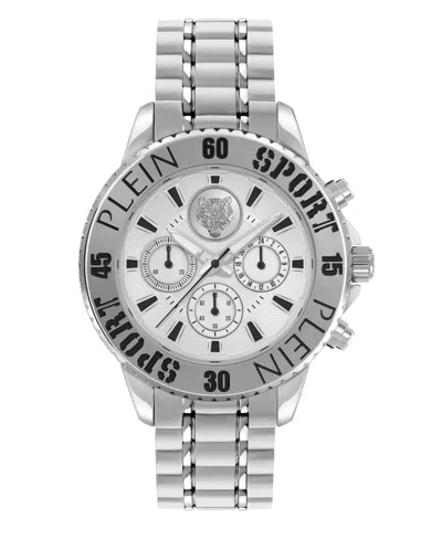 Plein Sport Mens Glam Chrono Chronograph Quartz Silver Stainless Steel 44mm