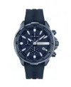 Plein Sport Mens Impact Chronograph Date Quartz Blue Silicone Strap 46mm In Blue