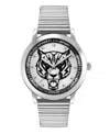 Plein Sport Mens Iron Tiger 3 Hand Quartz Stainless Steel Bracelet 44mm In Silver