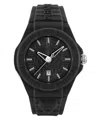 Plein Sport Mens New Fearless 3 Hand Date Quartz Black Silicone Strap 46mm In Black