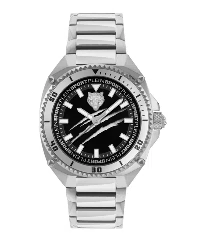 Plein Sport Mens Thunder Force Three Hand Quartz Silver Stainless Steel 47mm