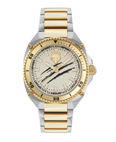 Plein Sport Mens Thunder Force Three Hand Quartz Two Tone Stainless Steel 47mm