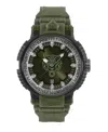 Plein Sport Mens Tiger Power 3 Hand Date Quartz Green Silicone Strap 45mm In Green