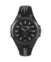 Plein Sport Mens Tigermaster 3 Hand Date Quartz Black Silicone Strap 47mm In Black