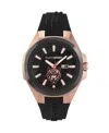Plein Sport Mens Tigermaster Three Hand Date Quartz Black Silicone 47mm In Black