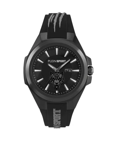 Plein Sport Mens Tigermaster Three Hand Date Quartz Black Silicone 47mm