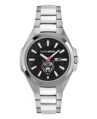 Plein Sport Mens Tigermaster Three Hand Date Quartz Silver Stainless Steel 47mm