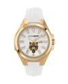 Plein Sport Mens Tigermaster Three Hand Date Quartz White Silicone 47mm In White