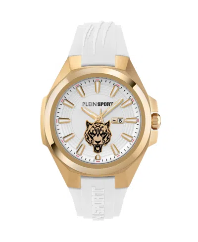 Plein Sport Mens Tigermaster Three Hand Date Quartz White Silicone 47mm