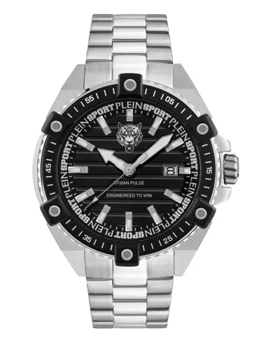 Plein Sport Mens Urban Pulse 3 Hand Date Quartz Stainless Steel Bracelet 47mm In Silver