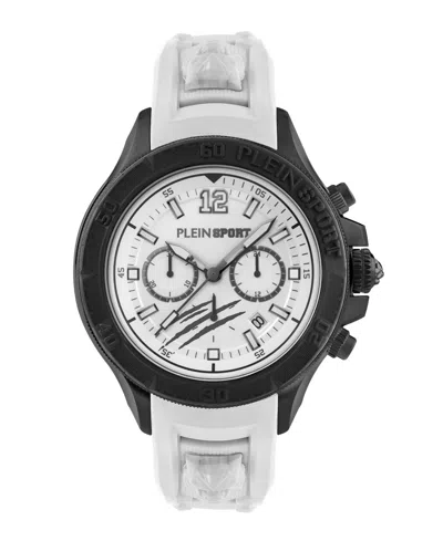 Plein Sport Mens Warrior Tech Chronograph Date Quartz White Silicone 47.5mm In Multi