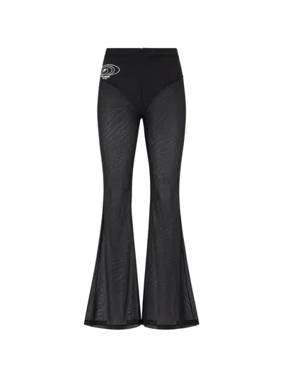 Plein Sport Mesh-panelled Flared Trousers In Black