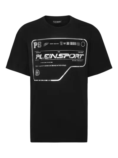 Plein Sport Metallic-logo Cotton T-shirt In Black