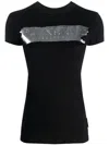 Plein Sport Metallic Logo-print Stretch-cotton T-shirt In Black