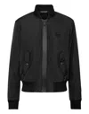 Plein Sport Logo-patch Zip-up Bomber Jacket In Black