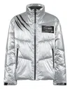 Plein Sport Nylon Crease Puffer Jacket In Silver
