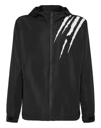 Plein Sport Scratch Nylon Jacket In Black
