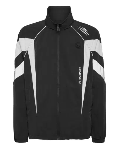 Plein Sport Nylon Jogging Bomber Jacket Ls Scratch In Black