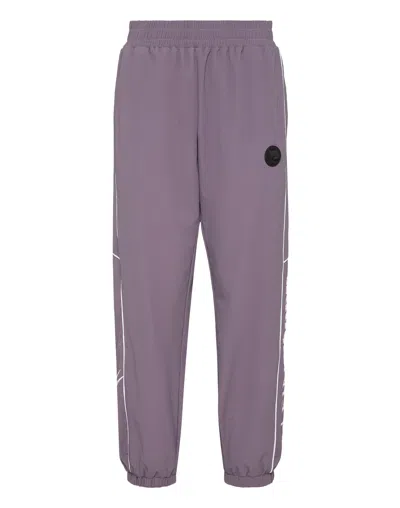 Plein Sport Nylon Loose Fit Piping Jogging Pants Scratch In Purple