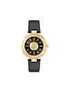 Plein Sport Opium Leather Strap Watch With Gold Case In Black