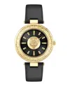 Plein Sport Opium Leather Strap Watch With Gold Case In Black