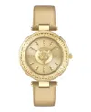 Plein Sport Opium Leather Strap Watch With Champagne Sunray Dial In Gold