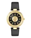 Plein Sport Opium Leather Strap Watch With Gold Case In Black