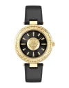 Plein Sport Opium Leather Strap Watch With Gold Case In Black