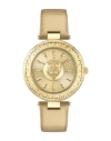Plein Sport Opium Leather Strap Watch With Champagne Sunray Dial In Gold