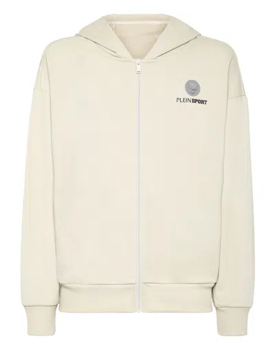 Plein Sport Oversize Zipped Hoodie Sweatshirt Ls Scratch In Grey