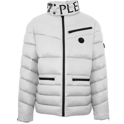 Pre-owned Plein Sport Padded Bold Logo White Jacket