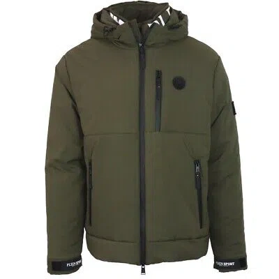 Pre-owned Plein Sport Padded Large Branded Logo Green Jacket