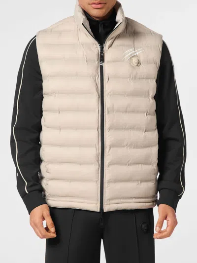 Plein Sport Puffer Jacket Vest Shanghai Men In Neutral