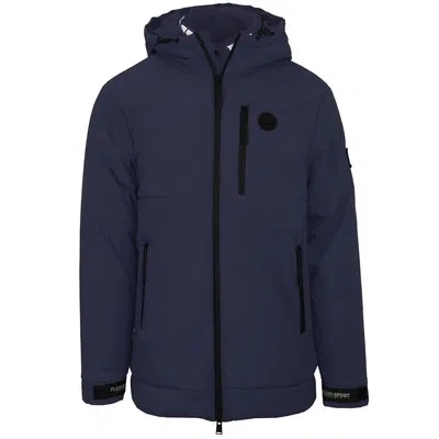 Pre-owned Plein Sport Padded Small Circular Logo Branded Navy Blue Jacket