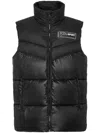 Plein Sport Nylon Puffered Vest Jacket In Black