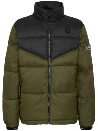 Plein Sport Panelled Puffer Jacket In Multi