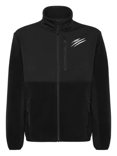 Plein Sport Panelled Scratch-detail Jacket In Black